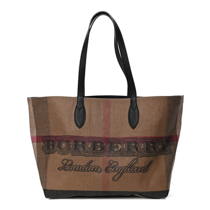 Burberry Coated Canvas Mega Check Medium Doodle Tote Black 1 of 4