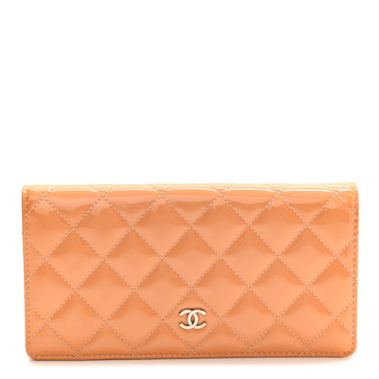 Chanel Patent Calfskin Quilted Yen Wallet Beige 2 of 18