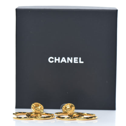 Chanel Metal Large Paris Button Earrings Gold 3 of 4