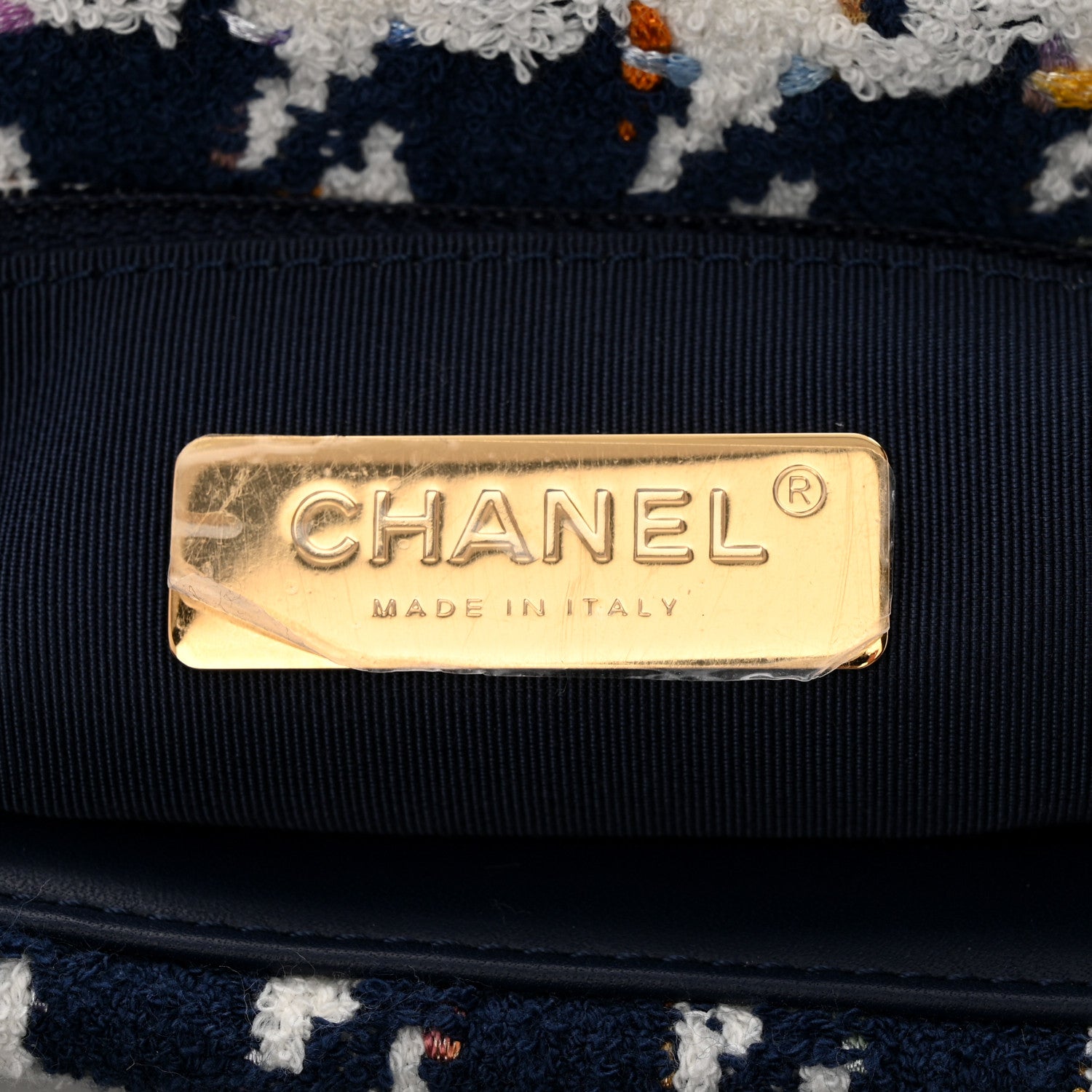 Chanel Tweed Quilted Maxi Chanel 19 Flap Ecru Navy Blue Multicolor 5 of 11