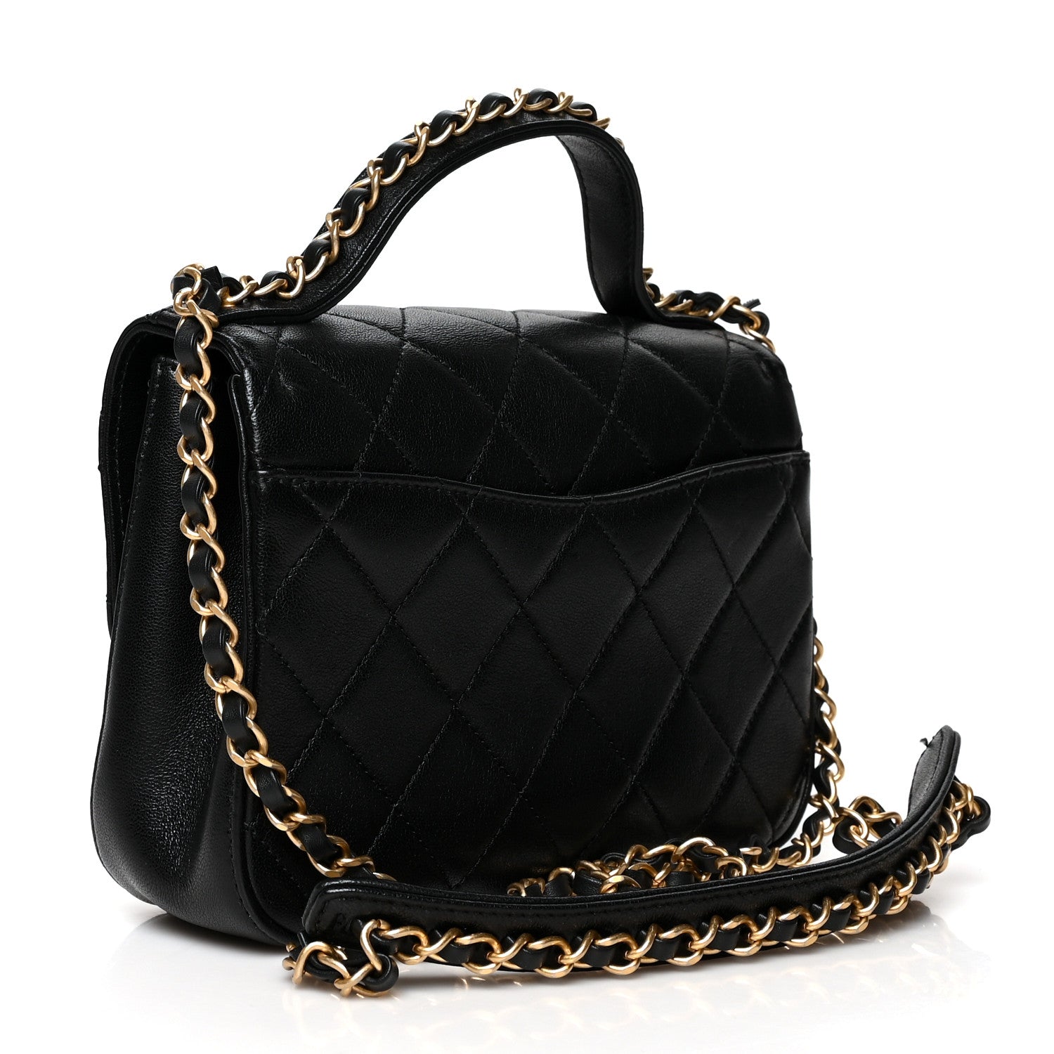 Chanel Lambskin Quilted Small Chain Infinity Top Handle Flap Black 3 of 9