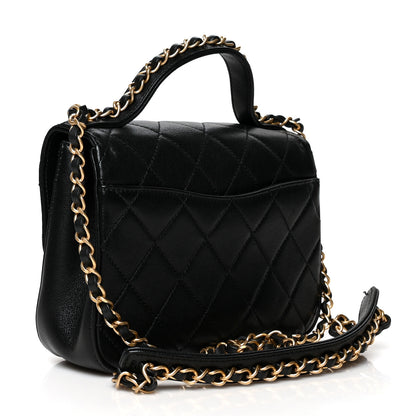 Chanel Lambskin Quilted Small Chain Infinity Top Handle Flap Black 3 of 9