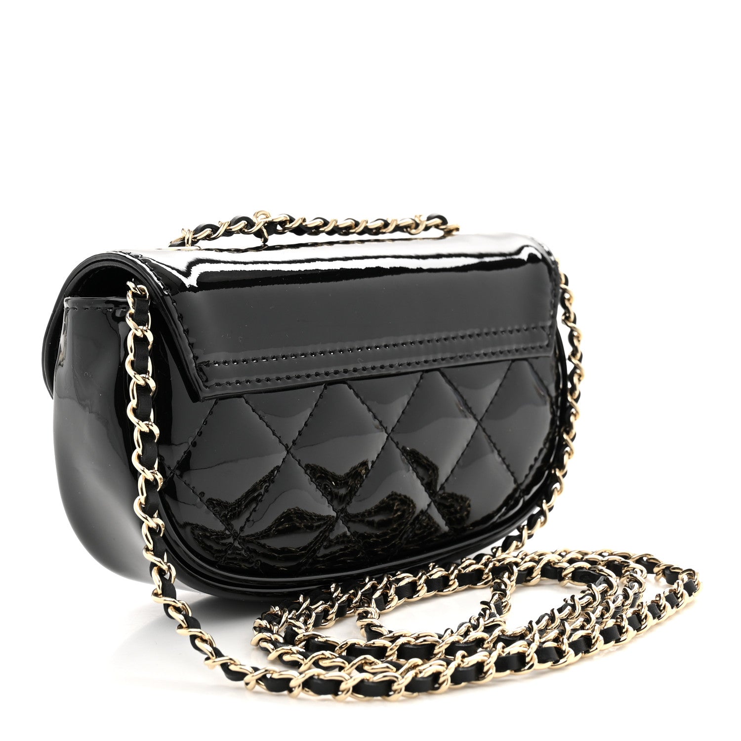 Chanel Patent Calfskin Quilted Mini Clutch Black 3 of 10