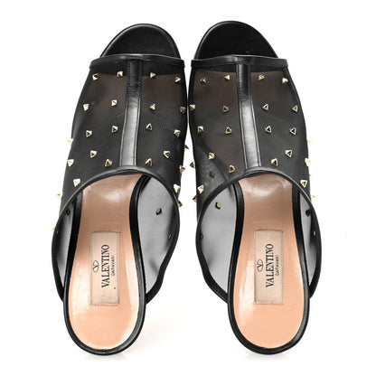 Valentino Garavani Calfskin Mesh Rockstud Mule 37 Black 2 of 10