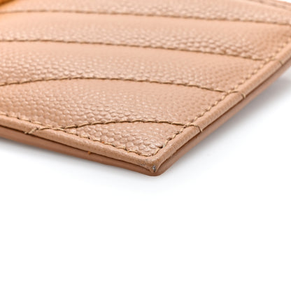 Saint Laurent Grain De Poudre Matelasse Chevron Monogram Fragments Zippered Card Case Naturel Dark 8 of 9