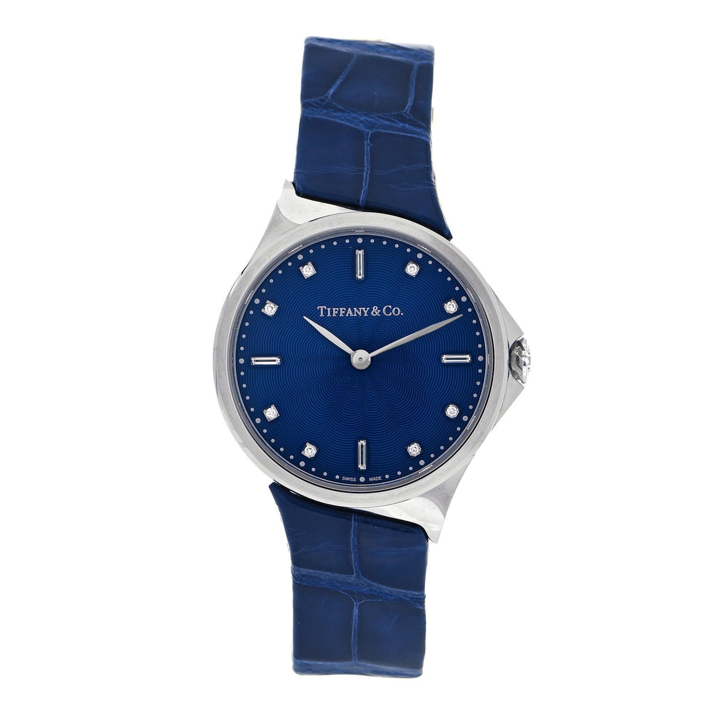 Stainless Steel Alligator Diamond 28mm Metro Quartz Watch Navy