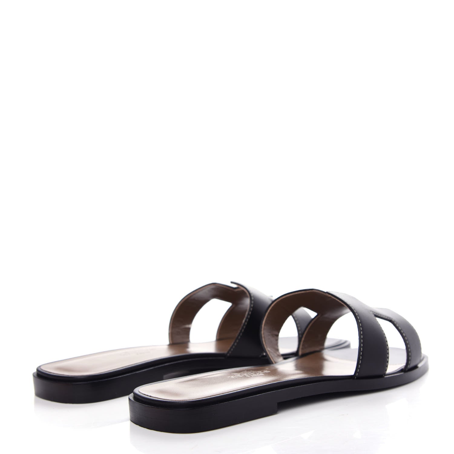 Hermes Box Calfskin Oran Sandals 38 Black 4 of 11