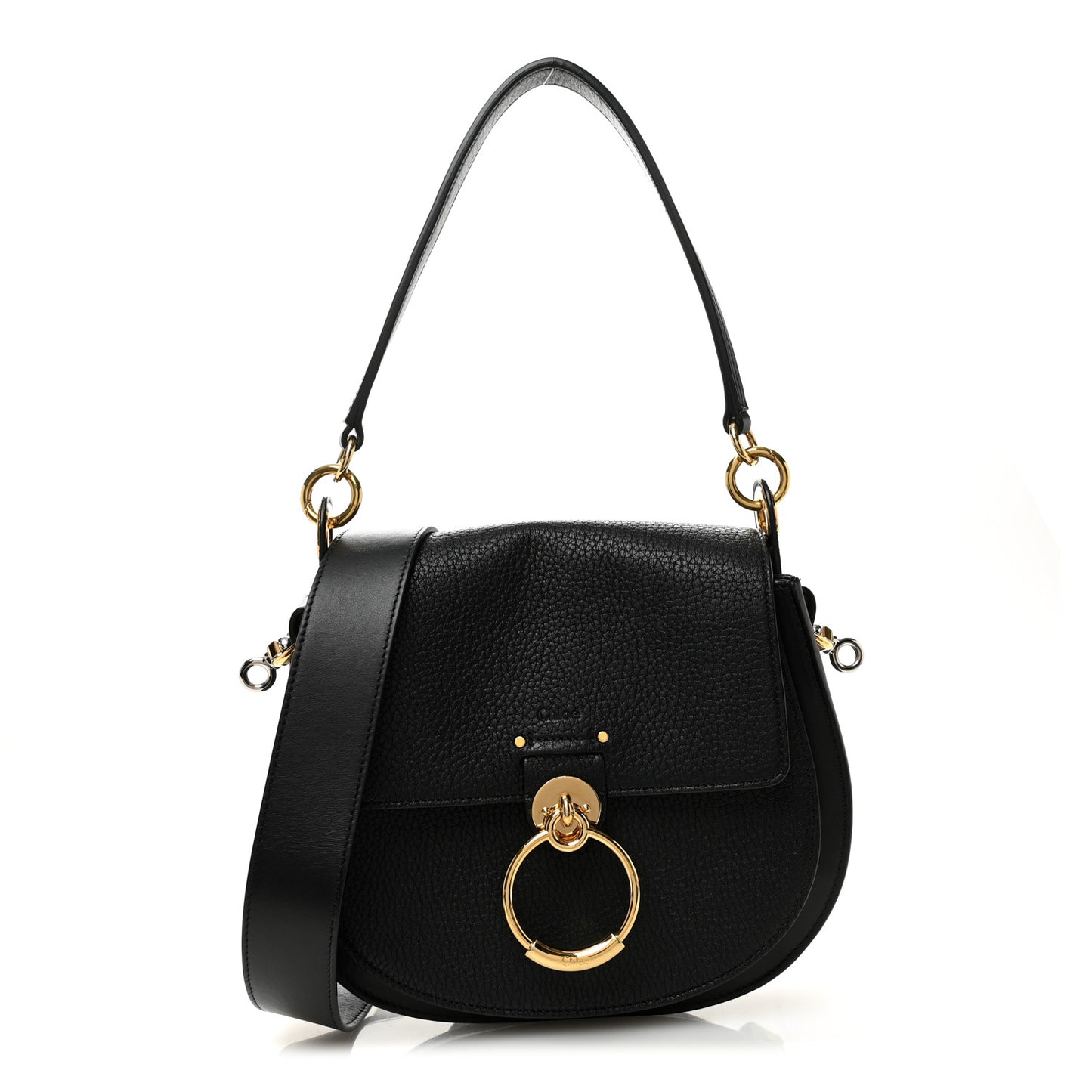 Grained Calfskin Large Tess Bag Black