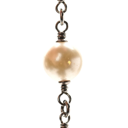 Chanel Crystal Pearl CC Long Necklace Silver 6 of 6