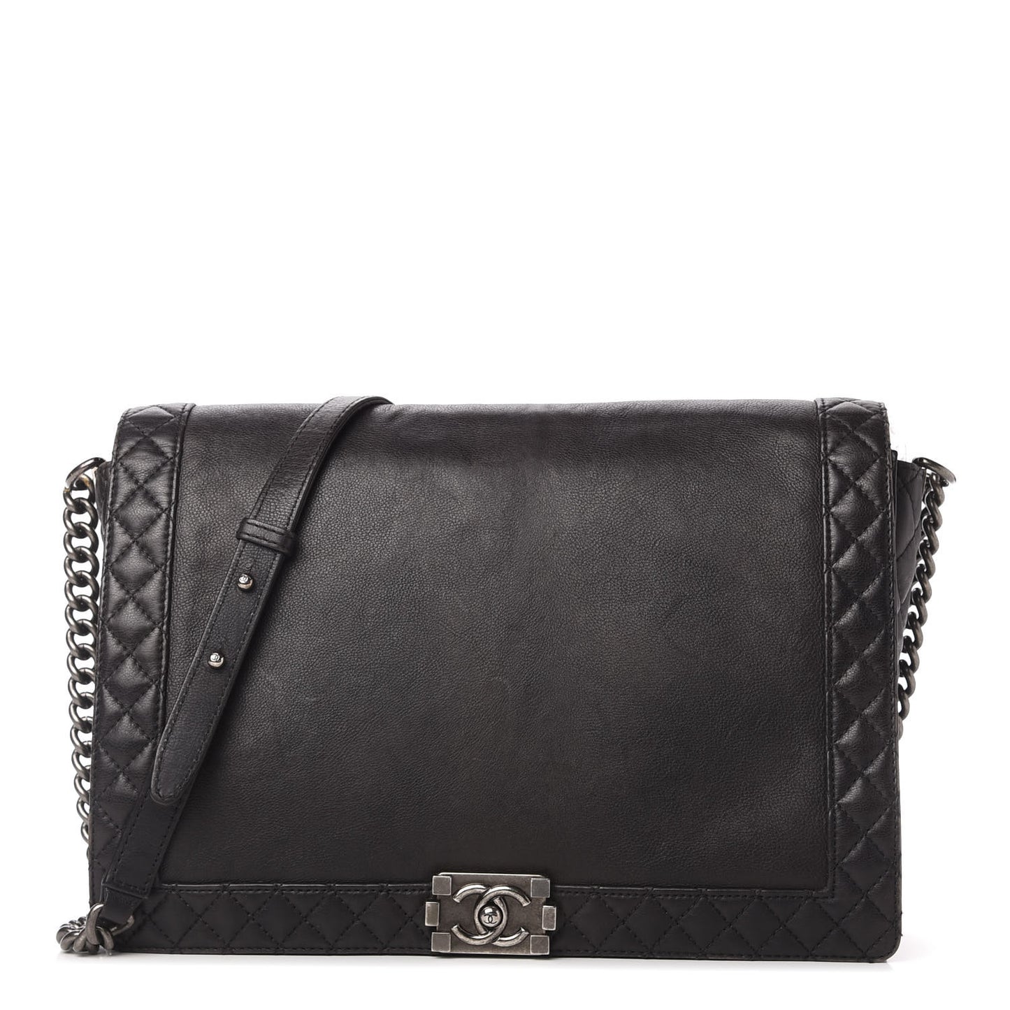 Calfskin Large Boy Reverso Flap Black