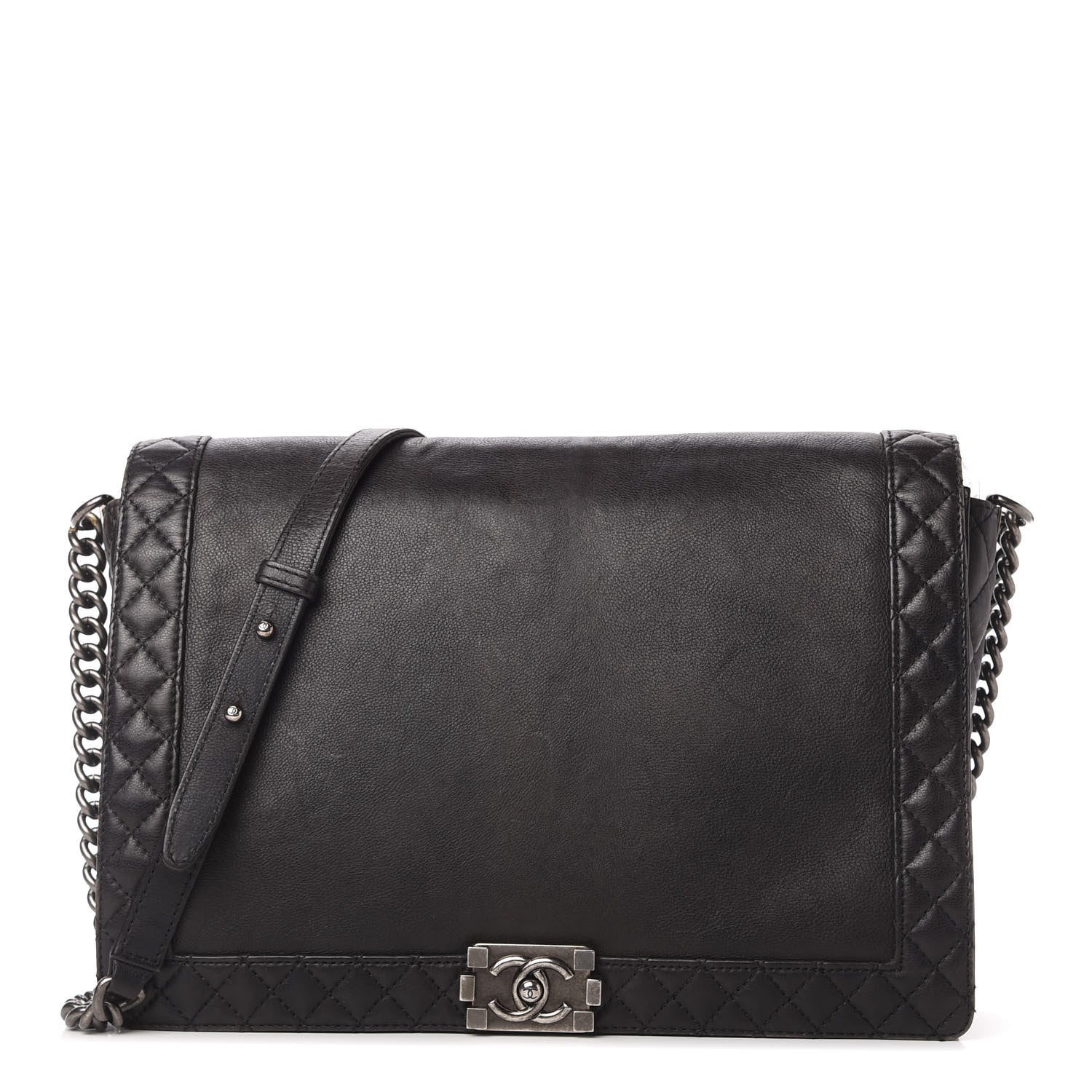 Chanel Calfskin Large Boy Reverso Flap Black 1 of 10