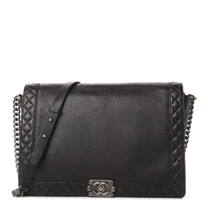 Chanel Calfskin Large Boy Reverso Flap Black 1 of 10