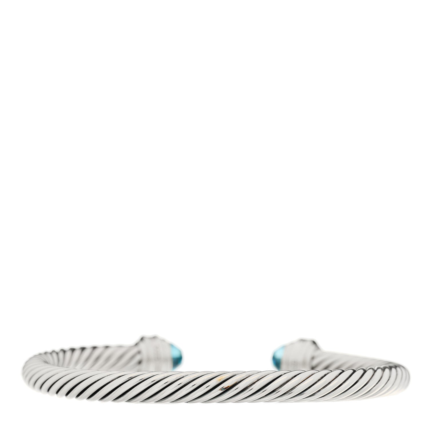 David Yurman Sterling Silver Diamond Blue Topaz 5mm Cable Classics Bracelet 2 of 3