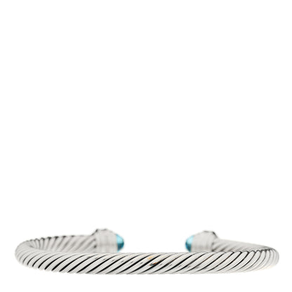 David Yurman Sterling Silver Diamond Blue Topaz 5mm Cable Classics Bracelet 2 of 3