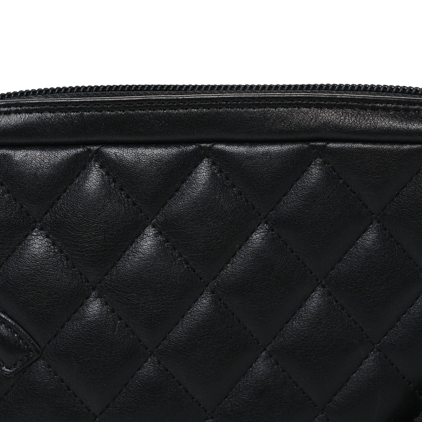 Calfskin Quilted Cambon Pochette Black