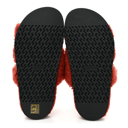 Hermes Woolskin Womens Chypre Sandals 38 Rouge De Turin 5 of 8