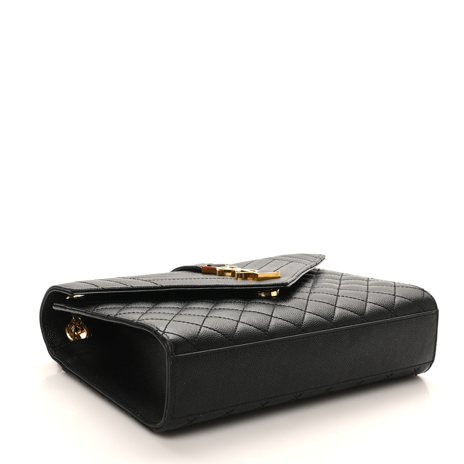 Saint Laurent Grain De Poudre Textured Mixed Matelasse Triquilt Medium Monogram Satchel Black 4 of 10