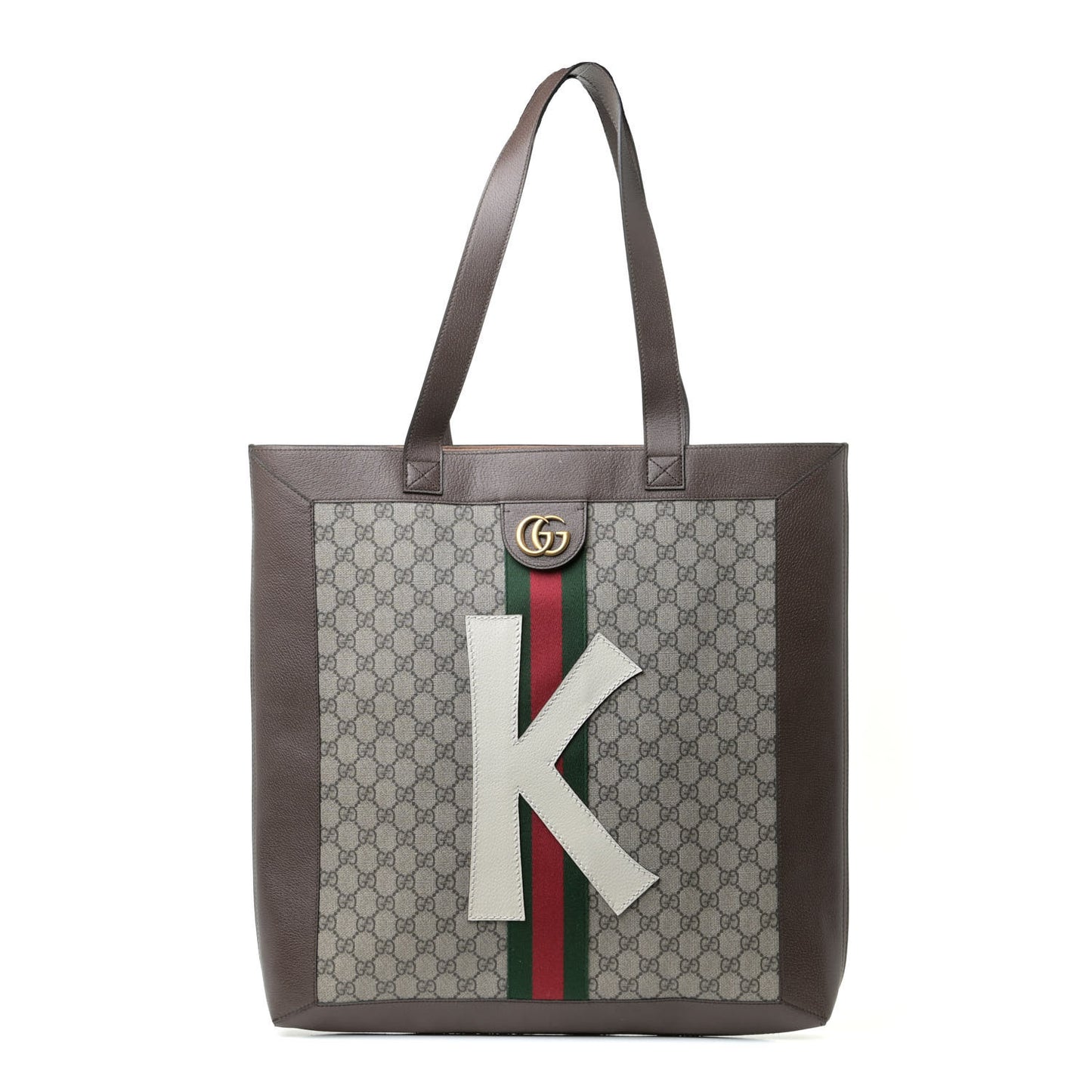 GG Supreme Monogram Web Large DIY Ophidia Vertical Shopping Tote Brown