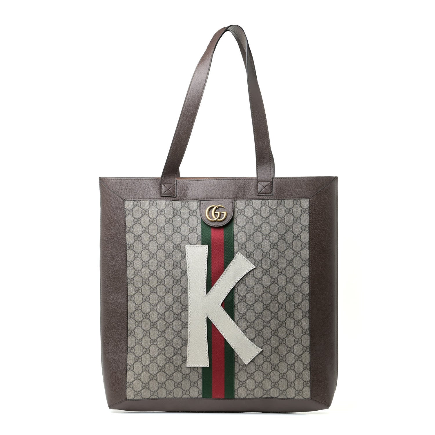 Gucci GG Supreme Monogram Web Large DIY Ophidia Vertical Shopping Tote Brown 1 of 11