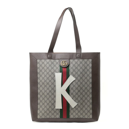 Gucci GG Supreme Monogram Web Large DIY Ophidia Vertical Shopping Tote Brown 1 of 11