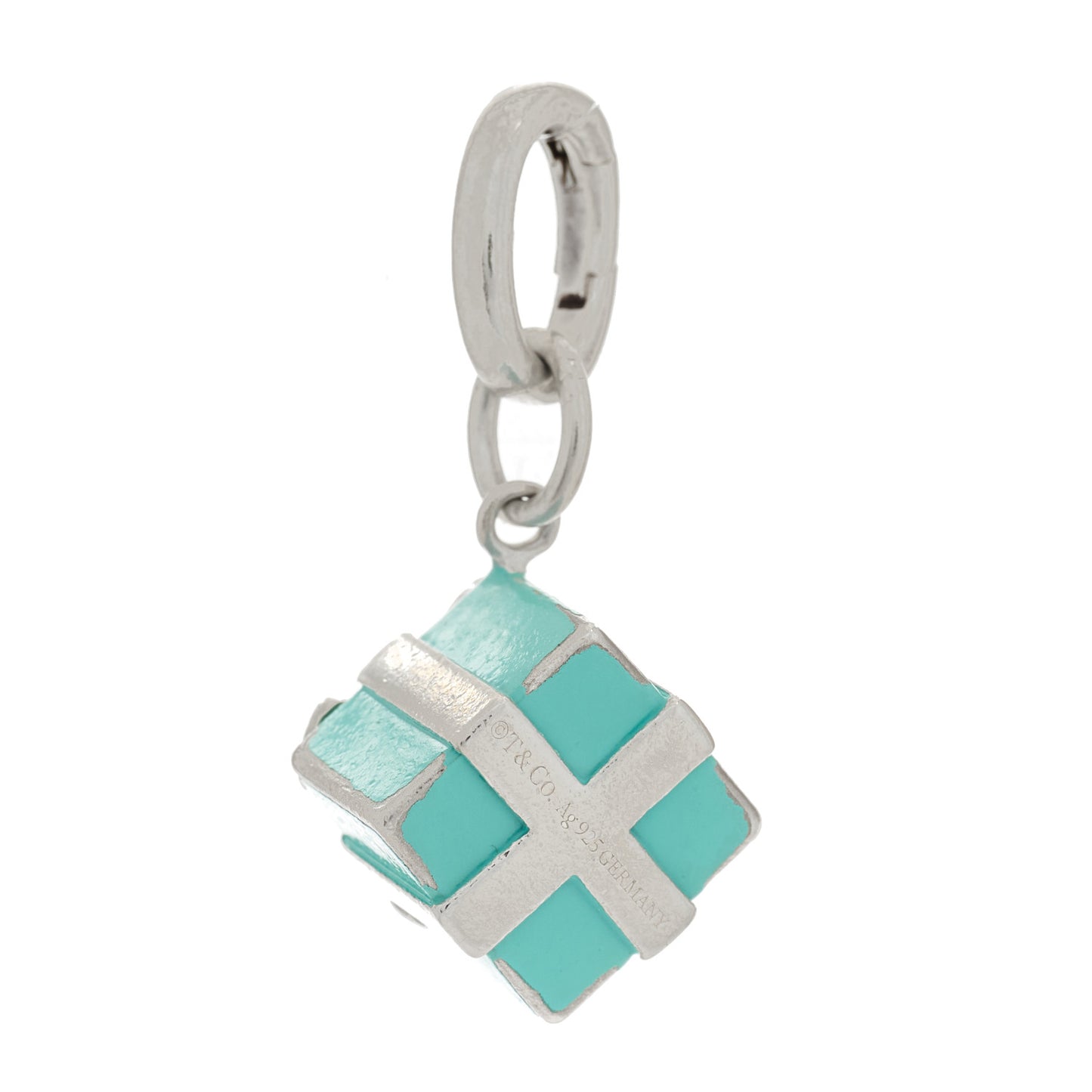 Sterling Silver Enamel Gift Box Charm Blue