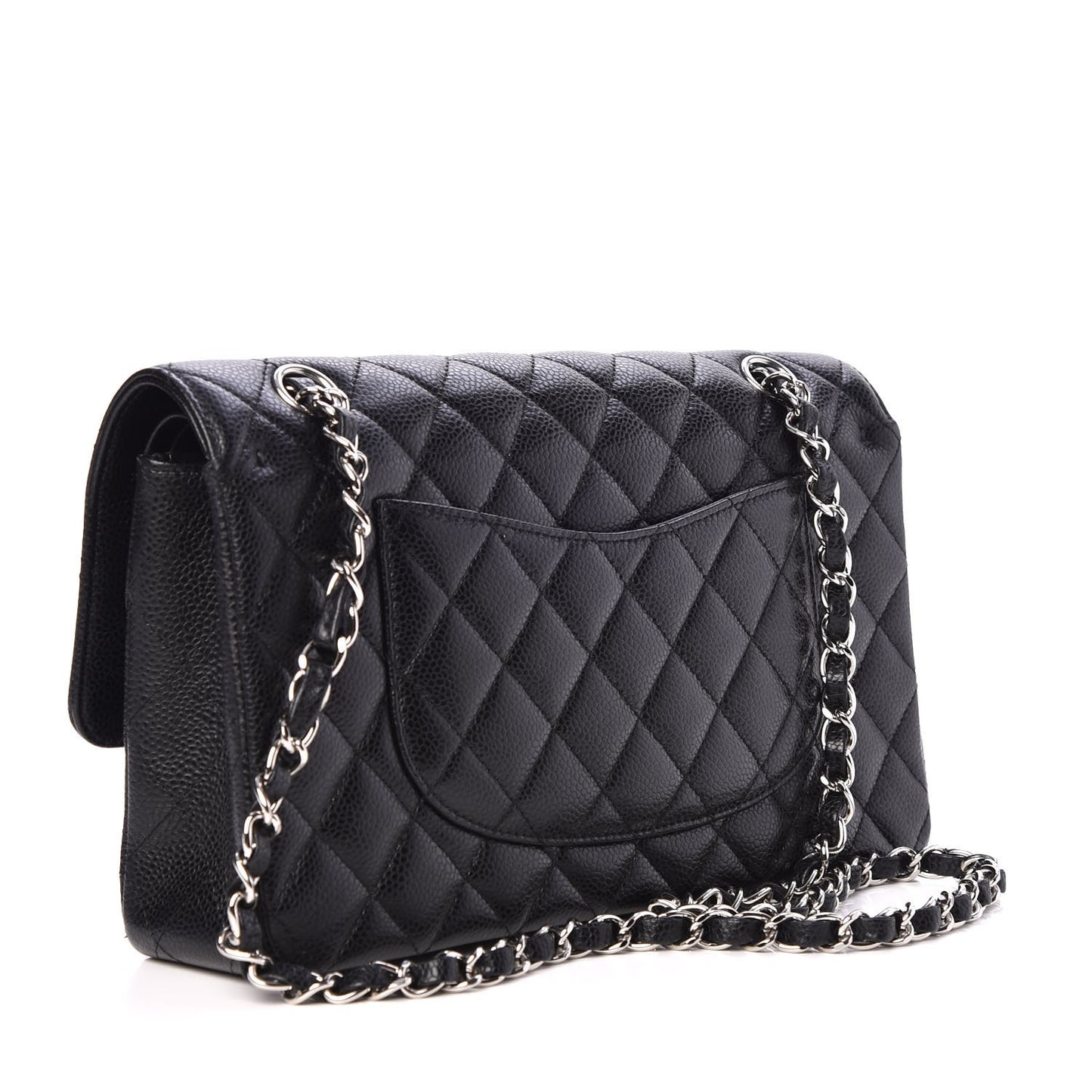 Caviar Quilted Medium Double Flap Black
