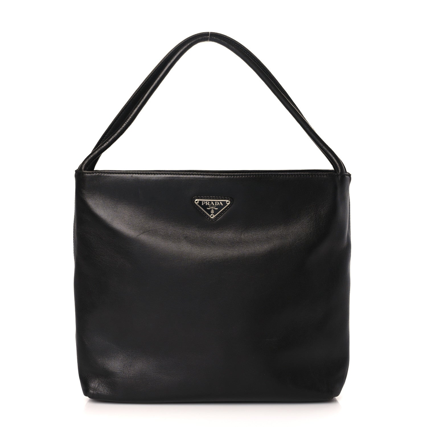 Prada Lambskin Triangle Shoulder Bag Black 1 of 7