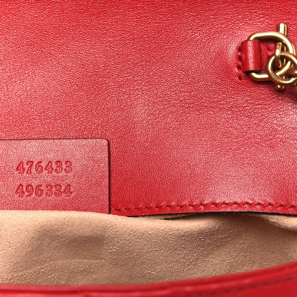 Gucci Calfskin Matelasse Super Mini GG Marmont Shoulder Bag Hibiscus Red 7 of 11