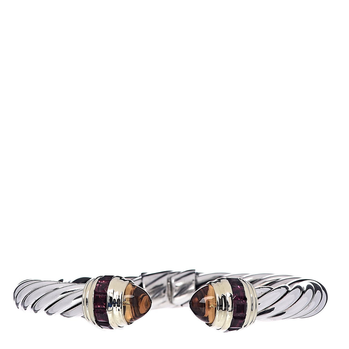 Sterling Silver 14K Yellow Gold Citrine Garnet 10mm Cable Classics Bracelet