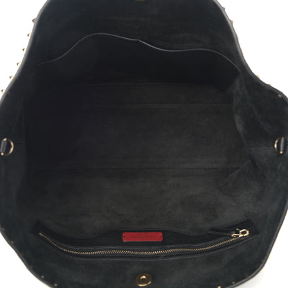 Valentino Garavani Grained Calfskin Rockstud Shoulder Tote Black 5 of 9