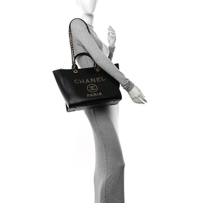 Chanel Caviar Small Studded Deauville Tote Black 2 of 12