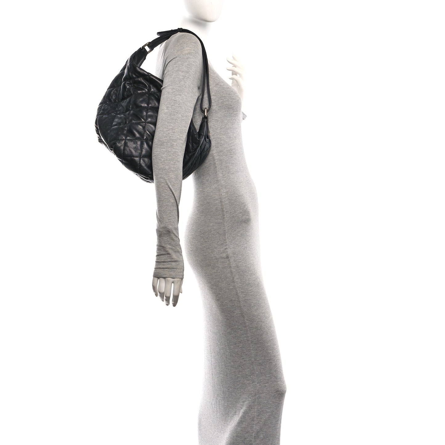 Lambskin Quilted Cloudy Bundle Hobo Black