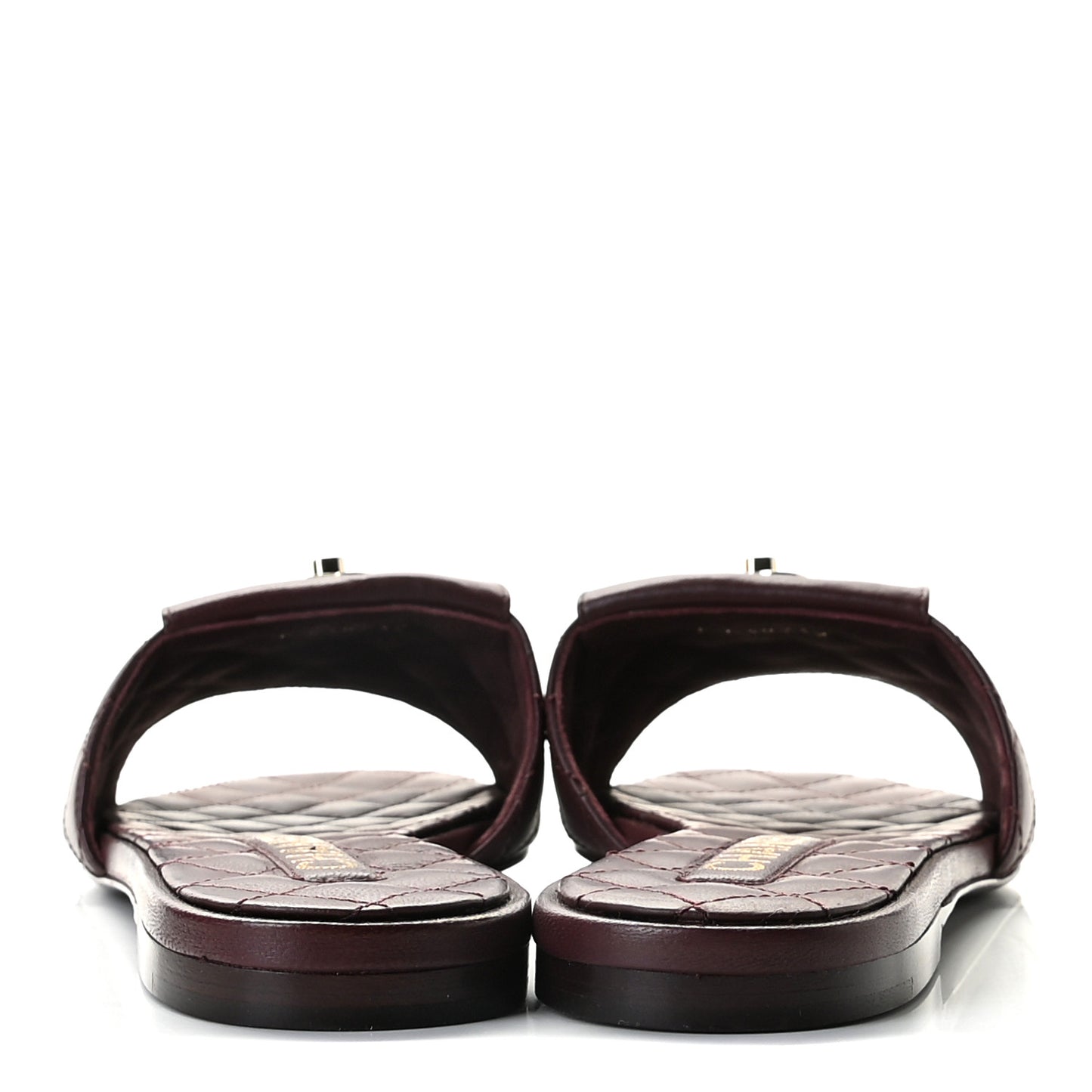 Lambskin Quilted CC Turnlock Sandals 40 Burgundy