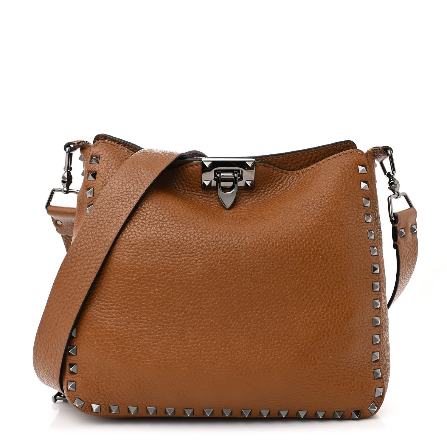 Valentino Garavani Pebbled Calfskin Small Rockstud Flip-Lock Messenger Bag Light Cuir 1 of 11