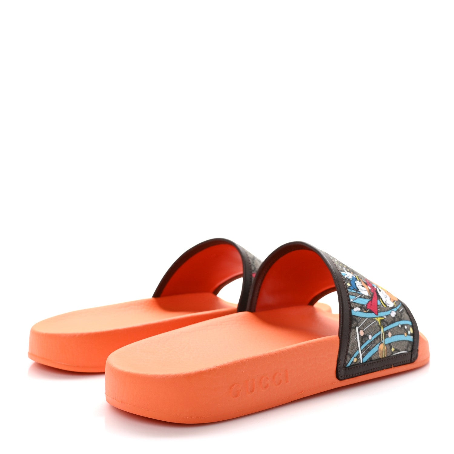 Gucci X DISNEY GG Supreme Monogram Donald Duck Mens Slide Sandals 8 Beige Ebony New 9 Acero 4 of 10