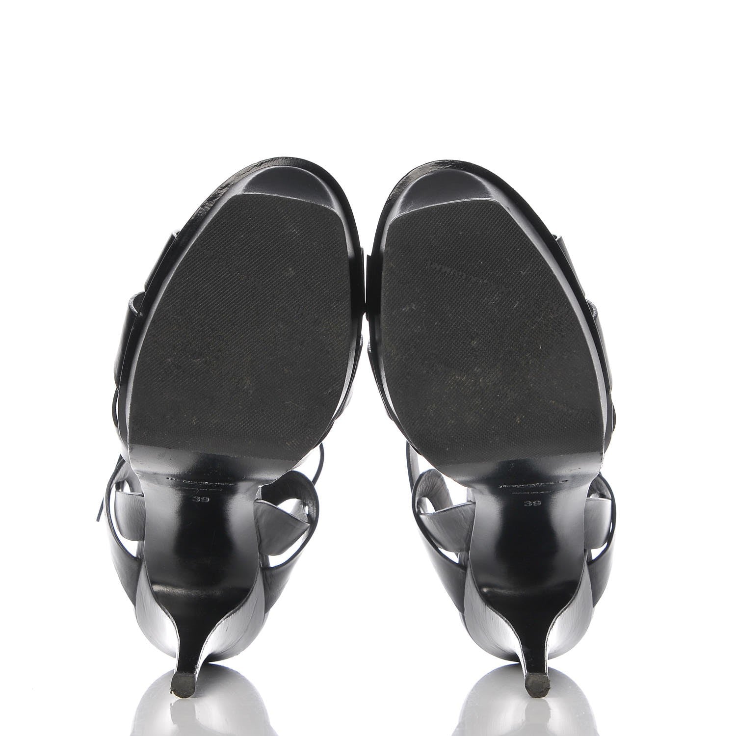 Saint Laurent Calfskin Tribute 105 Platform Sandals 39 Black 7 of 14
