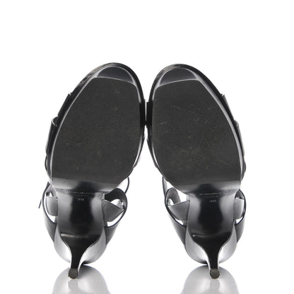 Saint Laurent Calfskin Tribute 105 Platform Sandals 39 Black 7 of 14