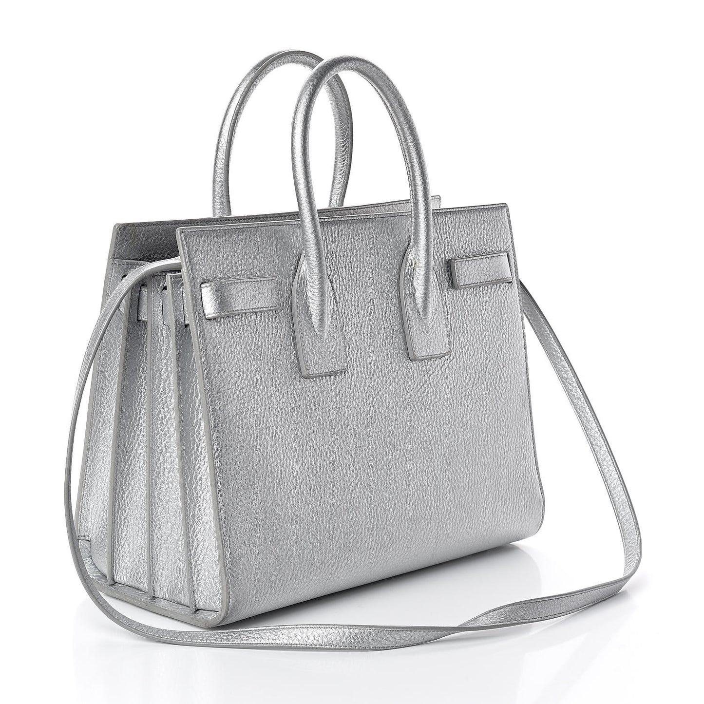 Metallic Calfskin Small Sac De Jour Silver