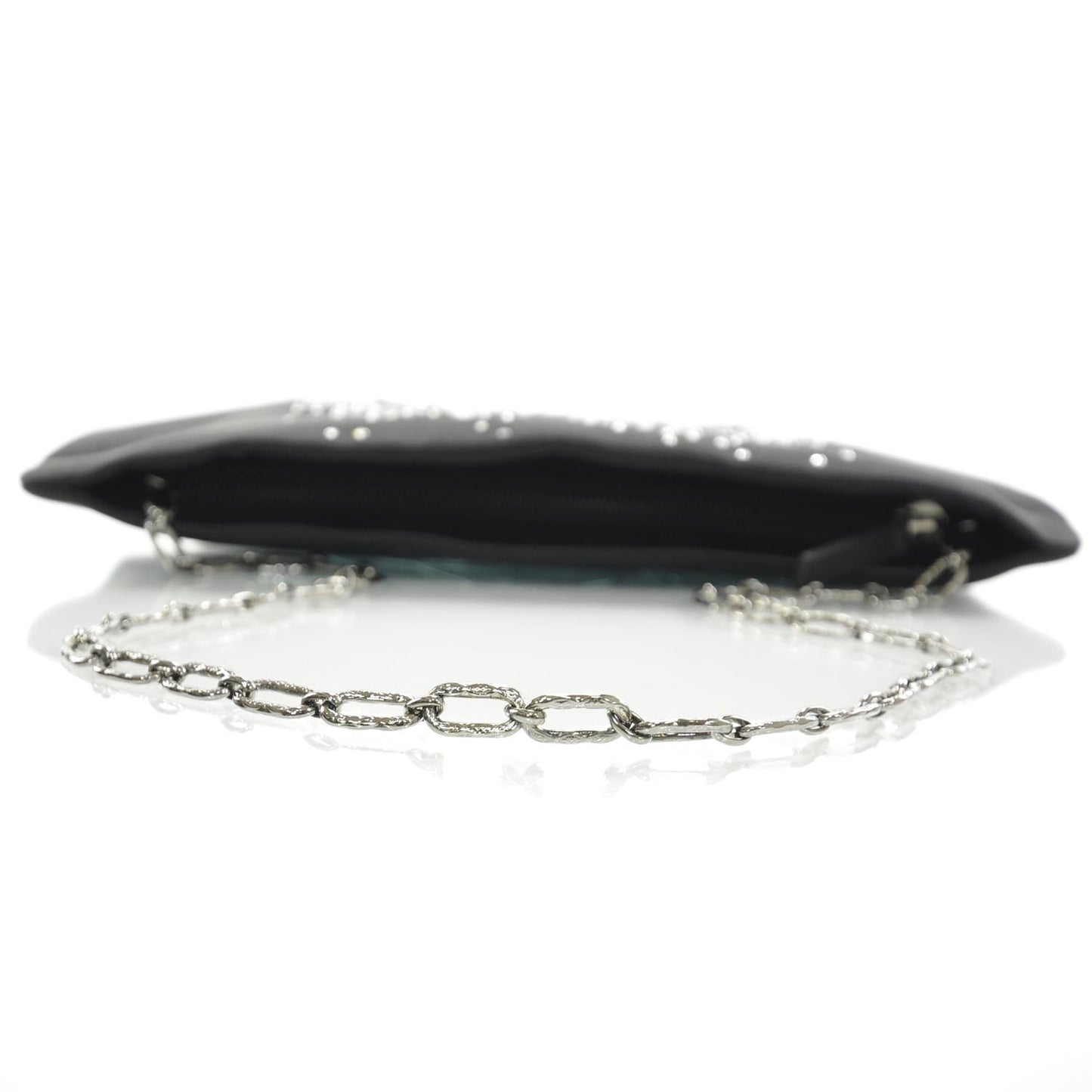 Satin Diamante Evening Clutch Bag Black