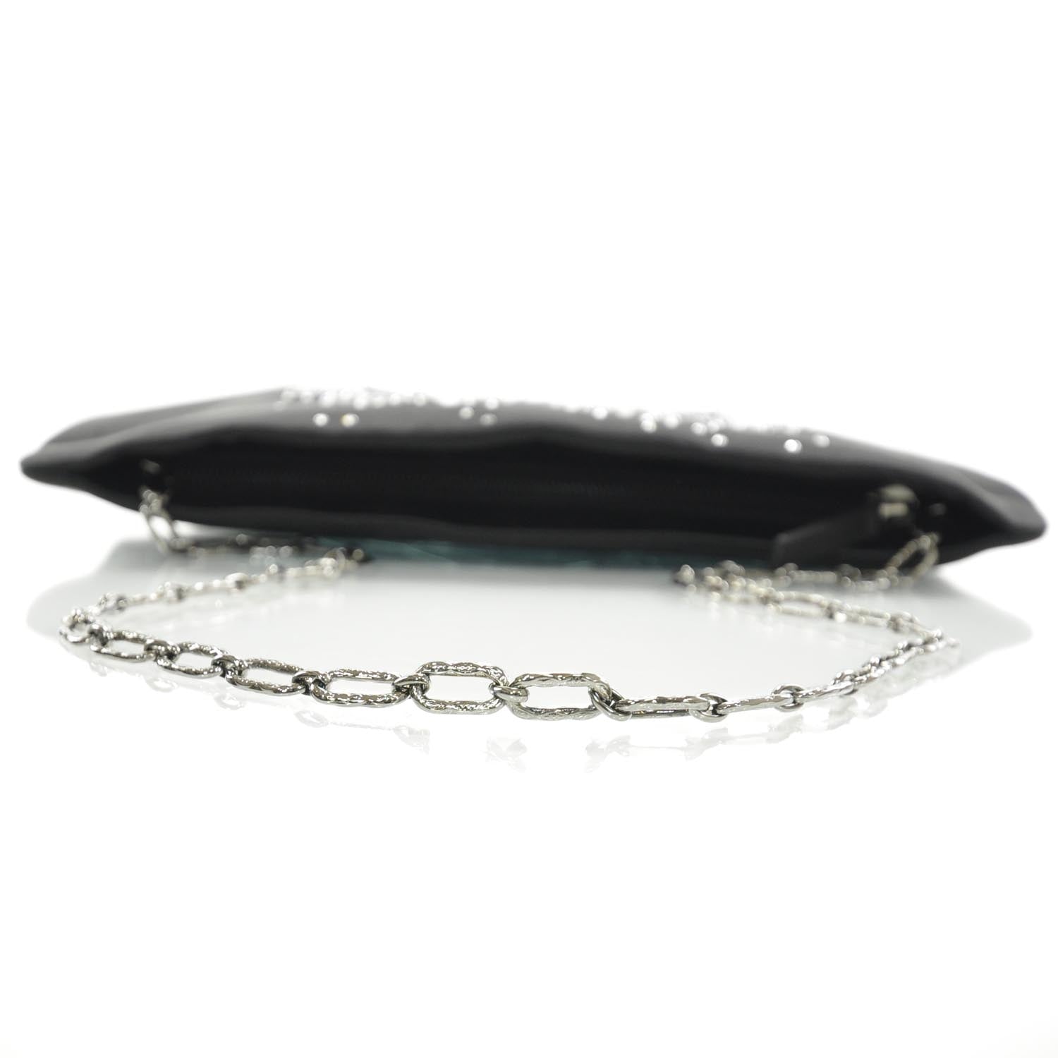 Chanel Satin Diamante Evening Clutch Bag Black 4 of 8