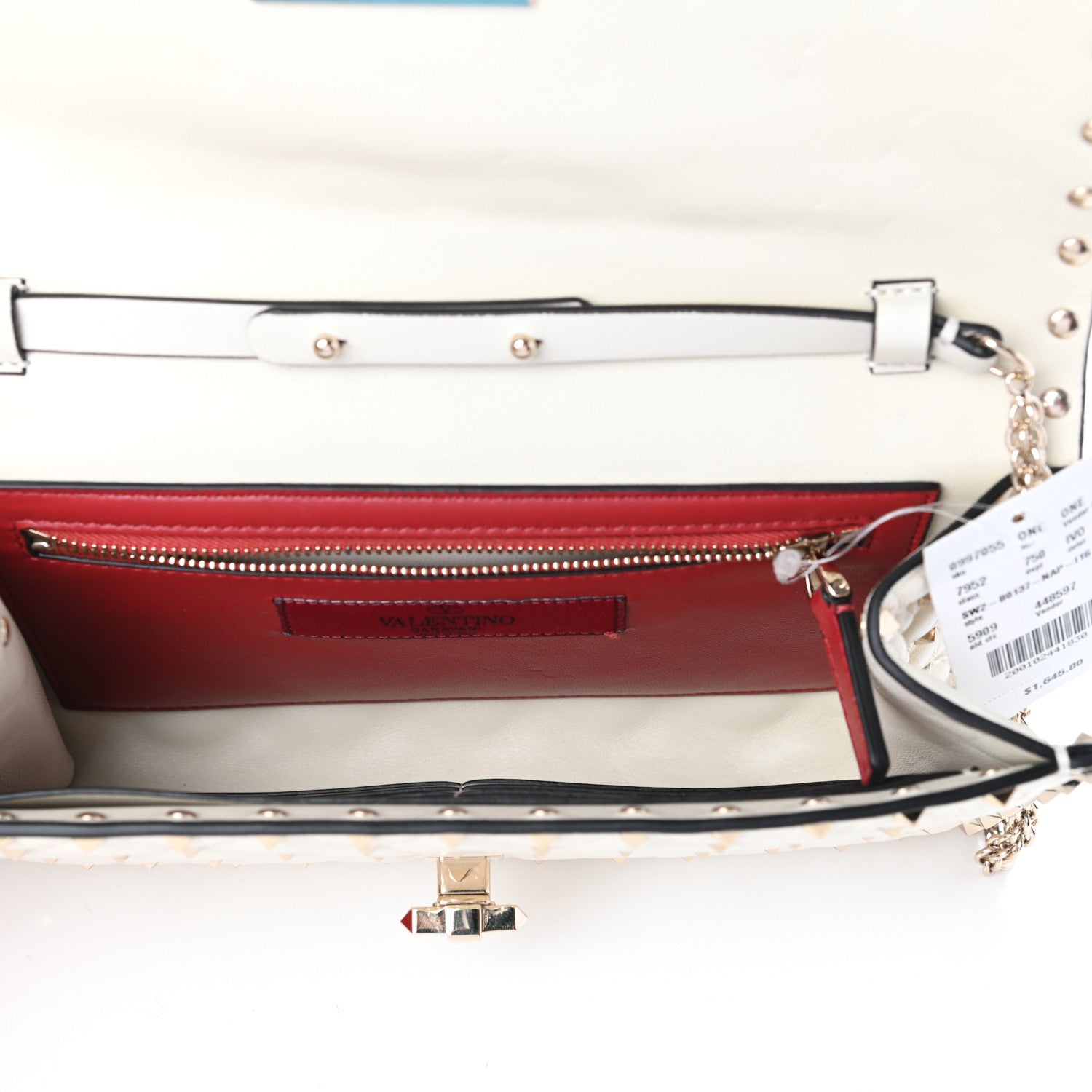 Valentino Garavani Nappa Rockstud Spike Wallet on Chain Light Ivory 5 of 9