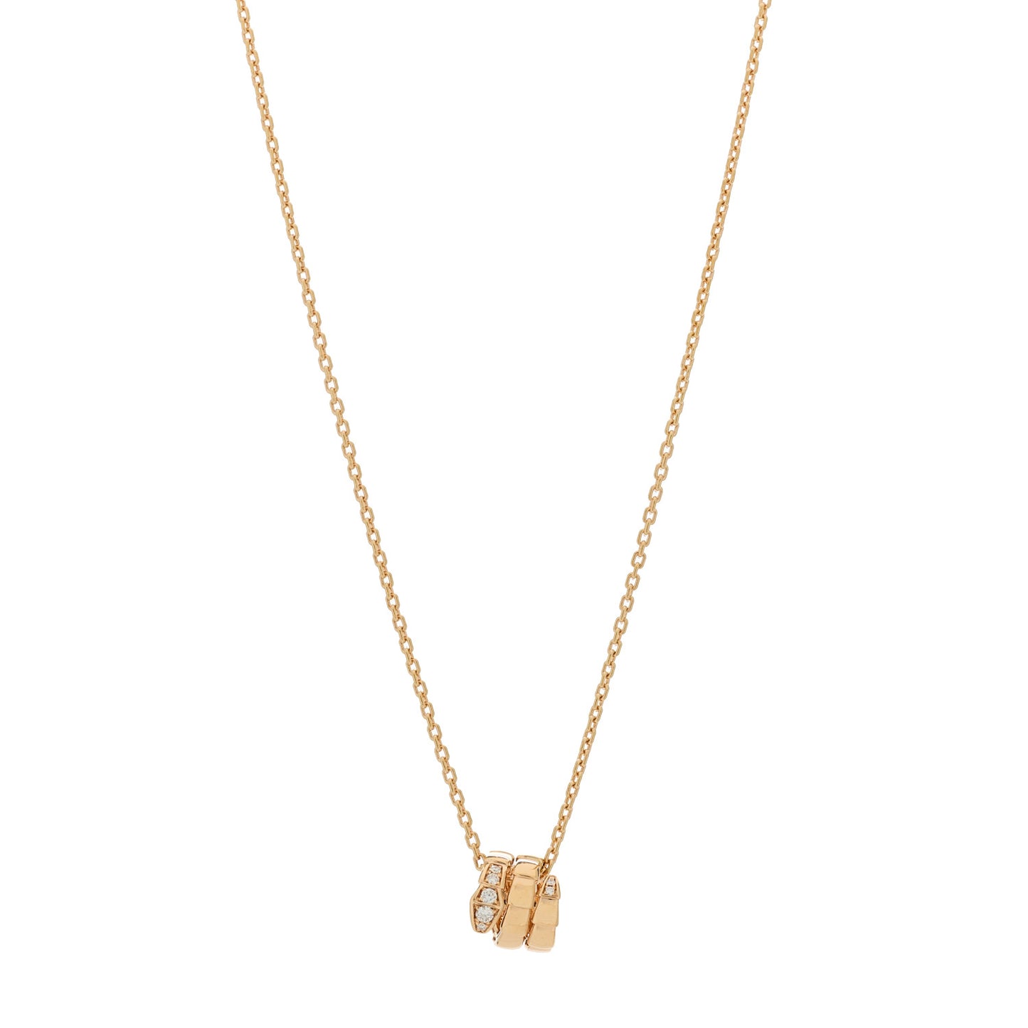 18K Rose Gold Diamond Serpenti Viper Demi Pave Pendant Necklace
