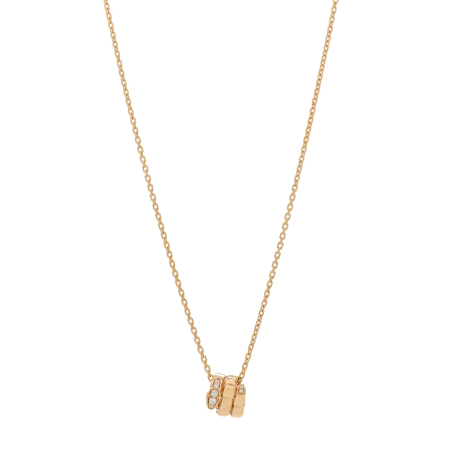 Bulgari 18K Rose Gold Diamond Serpenti Viper Demi Pave Pendant Necklace 1 of 7