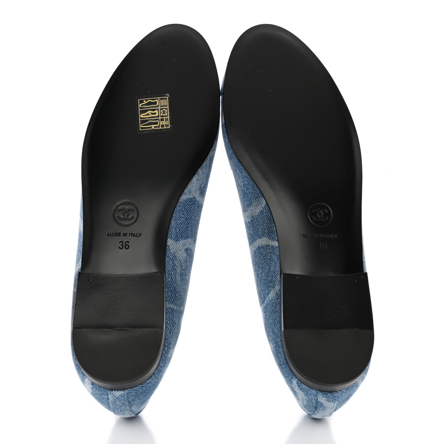 Chanel Denim Printed CC Cap Toe Ballerina Flats 36 Light Blue White 5 of 16