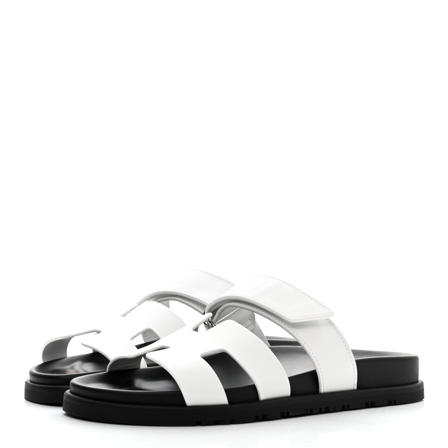 Hermes Calfskin Womens Chypre Sandals 37 White 3 of 8