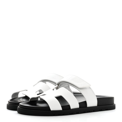 Hermes Calfskin Womens Chypre Sandals 37 White 3 of 8