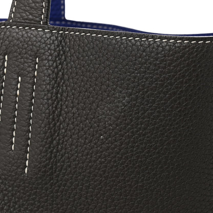 Hermes Taurillon Clemence Double Sens 45 Reversible Tote Graphite Bleu Electrique 19 of 19