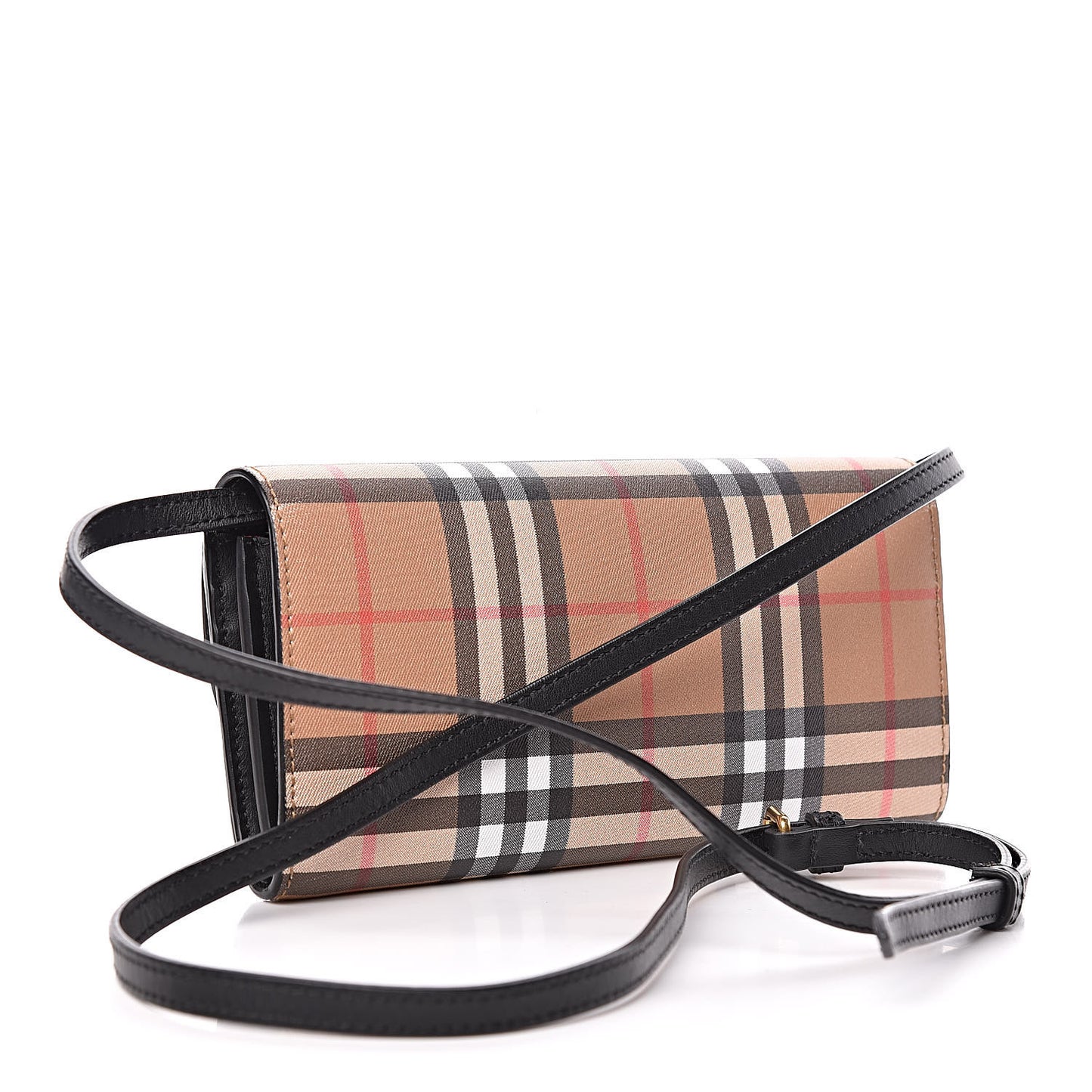 Vintage Check Henley Wallet On Chain Black
