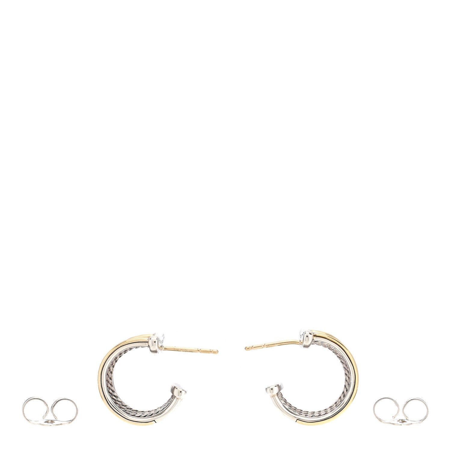 David Yurman Sterling Silver 18K Yellow Gold Origami Earrings 3 of 4