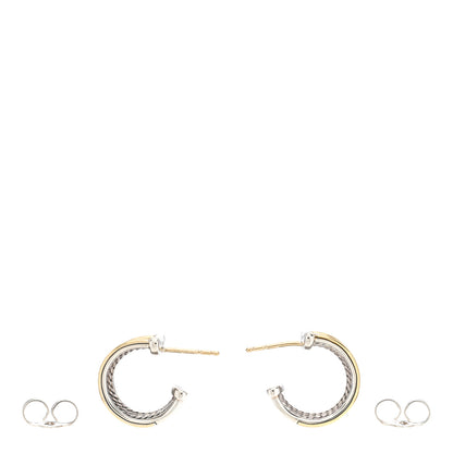David Yurman Sterling Silver 18K Yellow Gold Origami Earrings 3 of 4